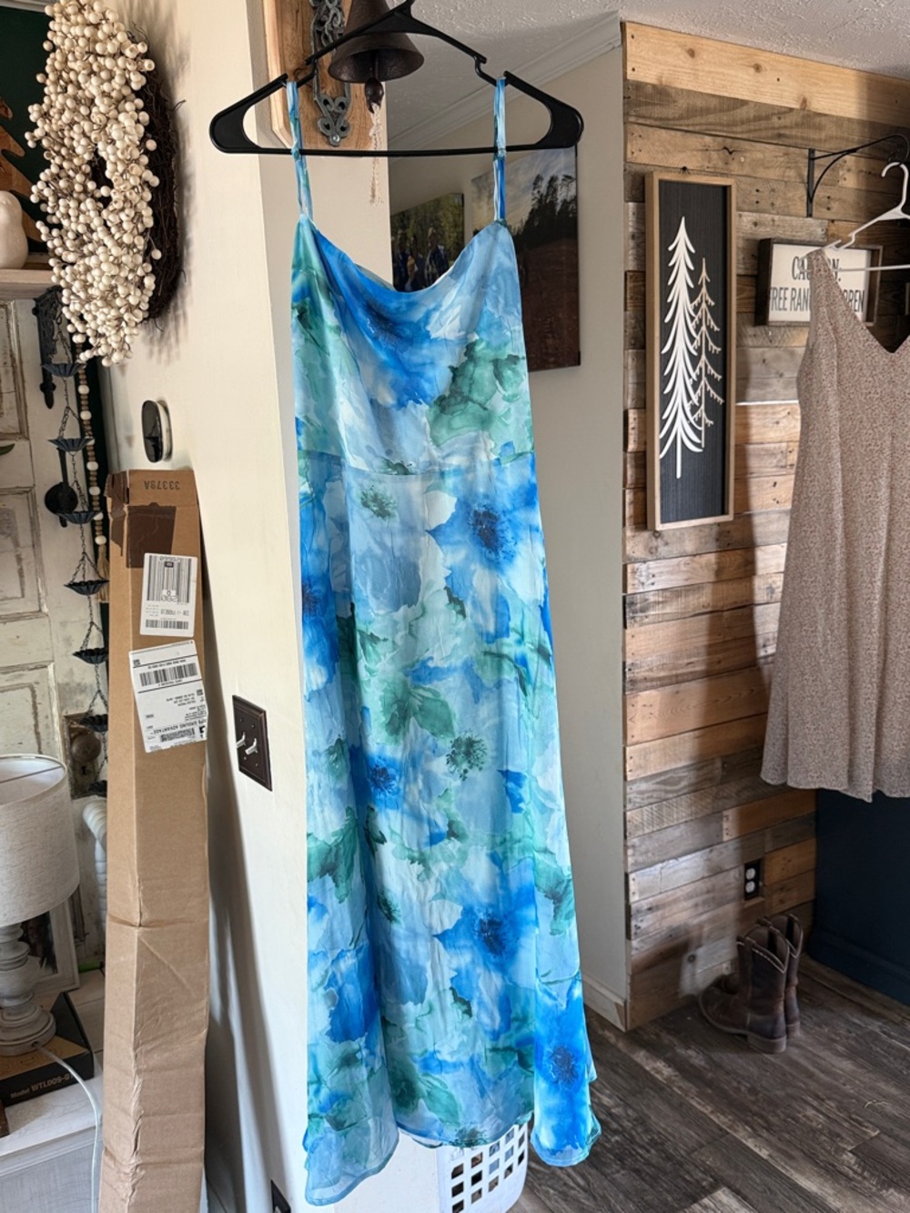Lulu's Teal and White Lined Slip Dress